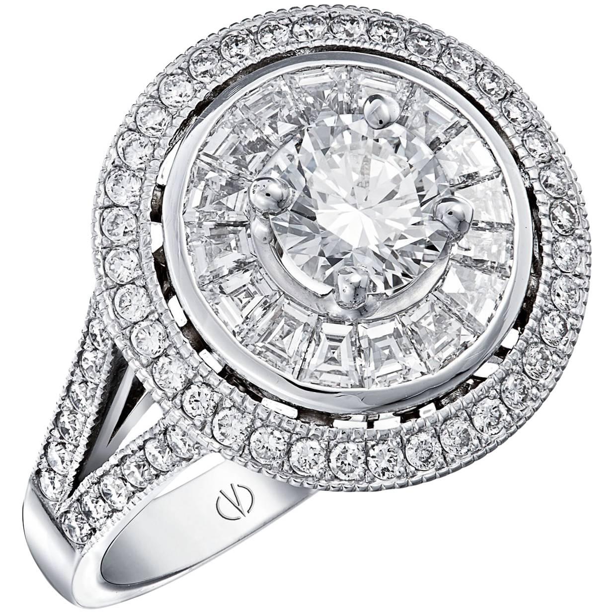 'Victorine' Ring Diamond Set with Calibre Cut Diamonds For Sale