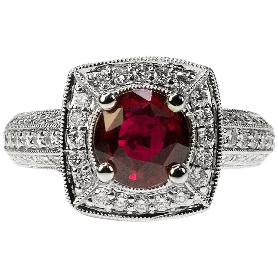 Pigeon Blood No Heat Ruby Ring