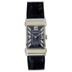 Vintage Hamilton White Gold Diamond Top Hat Black Dial Wristwatch