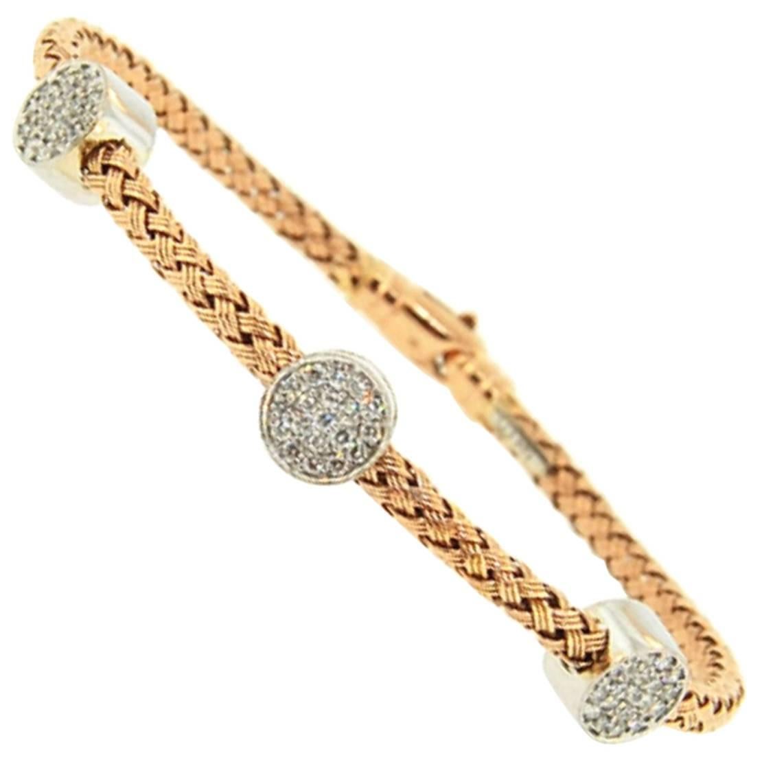 Rose Gold Diamond Circle Mesh Bangle