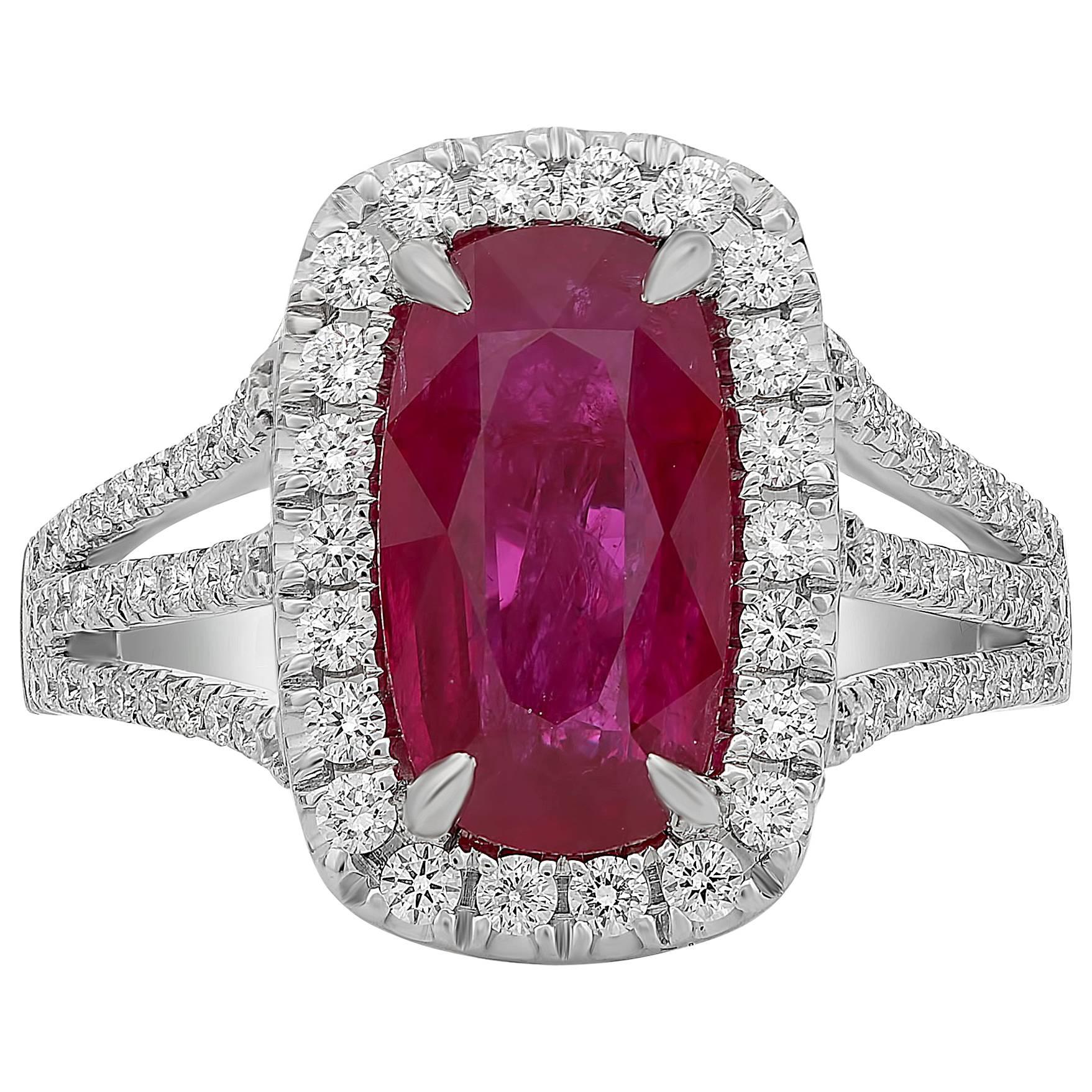3 Carat Ruby Diamond Pave Ring  For Sale