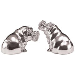 Hippo Salt and Pepper Sterling Silver Shakers