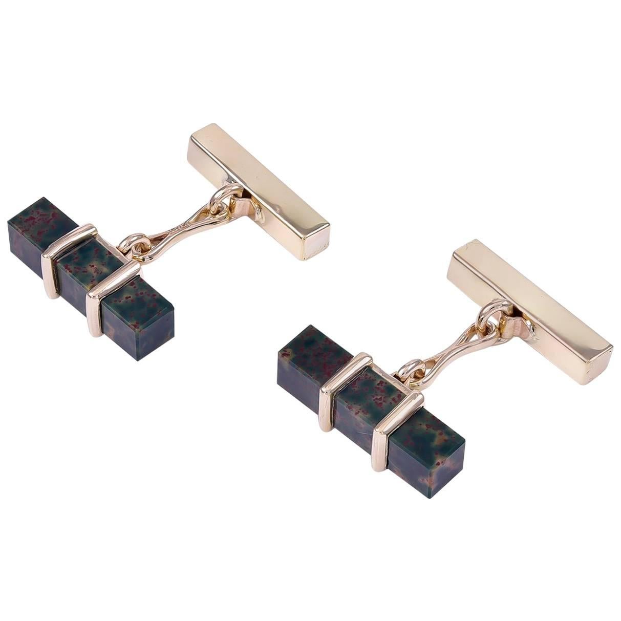 Gold and Bloodstone Tiffany & Co. Cufflinks