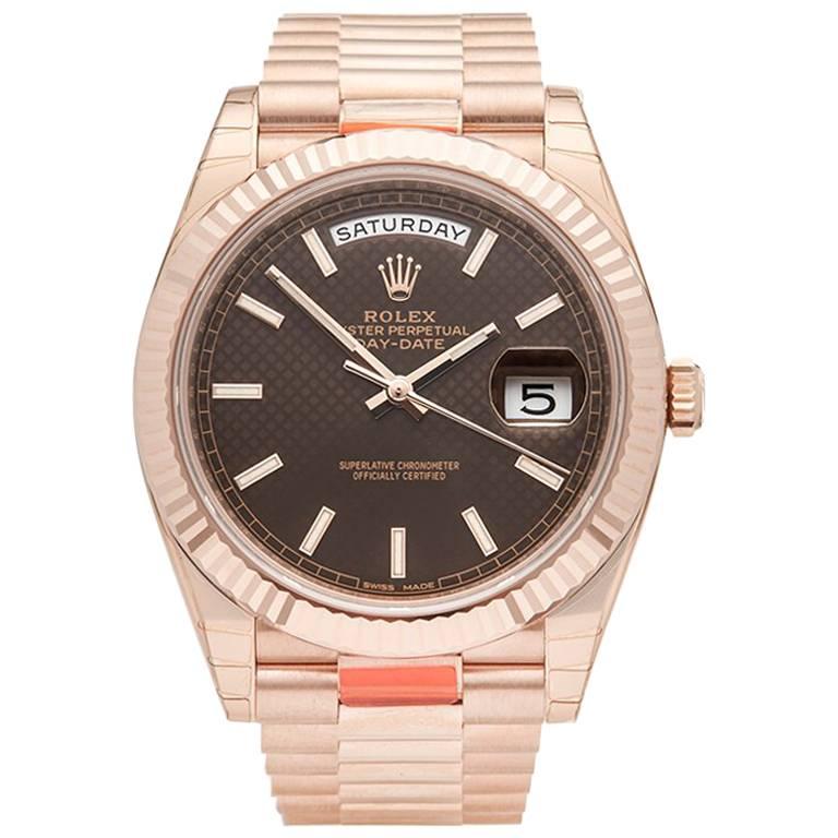 Rolex Rose Gold Day-Date Chocolate Dial Automatic Wristwatch Ref 228235, 2017