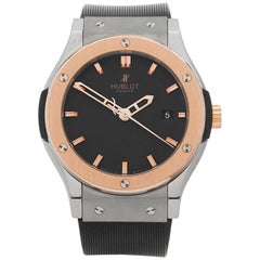 Hublot Titanium Rose Gold Classic Fusion Zirconium Automatic Wristwatch