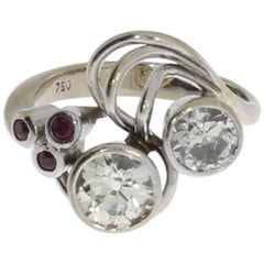 Diamond Ruby Gold Cocktail Ring