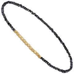 Men's Oxidised Silver Beaded Bracelet with Yellow Gold by Allison Bryan