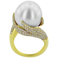 Pearl and Diamond Fire Design Ring