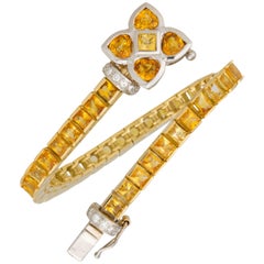 Ella Gafter Golden Yellow Sapphire Diamond Flexible Flower Color Line Bracelet