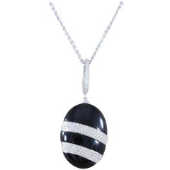 Diamond Onyx Gold Necklace Pendant