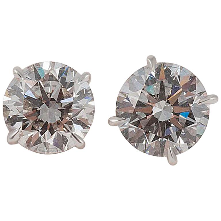 Platinum 3.00 Carat Total Diamond Stud Earrings, Guaranteed "Blood Free" For Sale