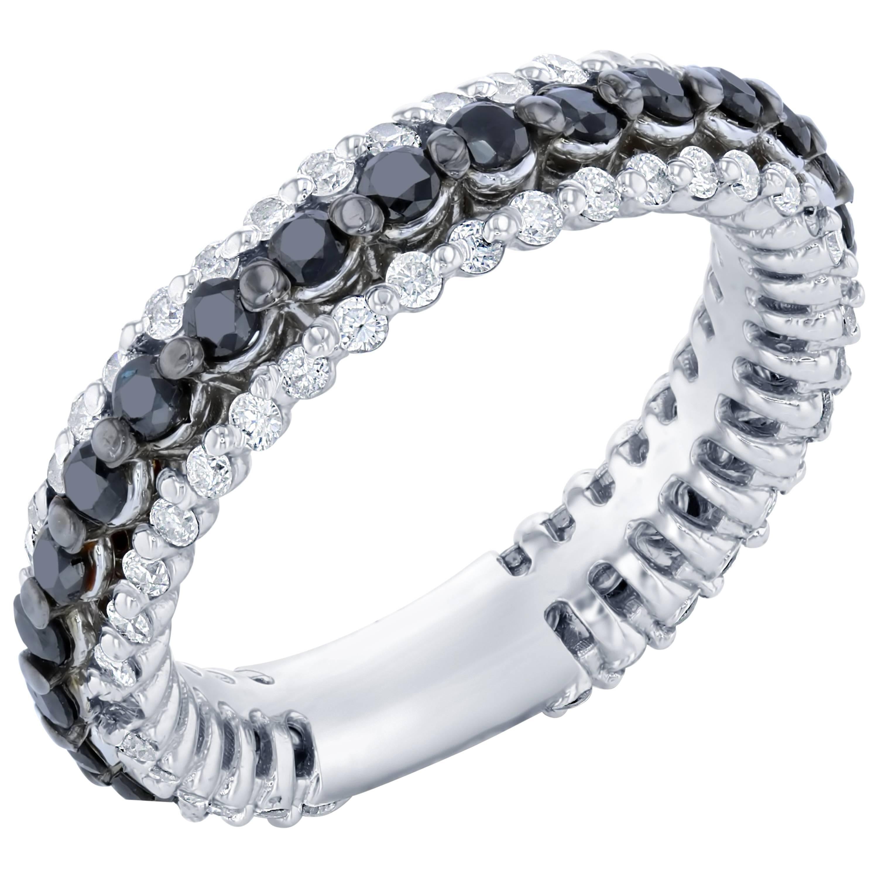 1.27 Carat Black and White Diamond Band