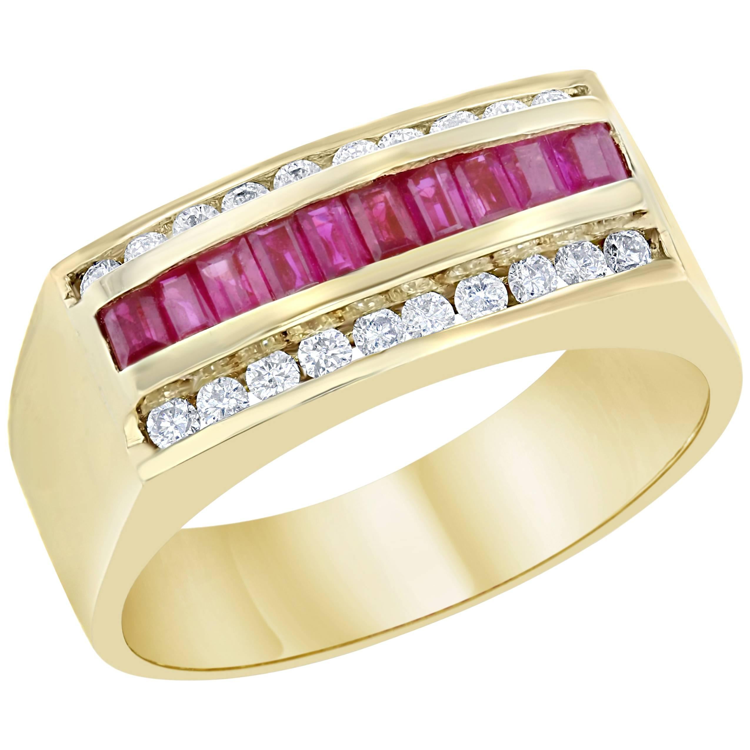1.15 Carat Men's Ruby Diamond Ring