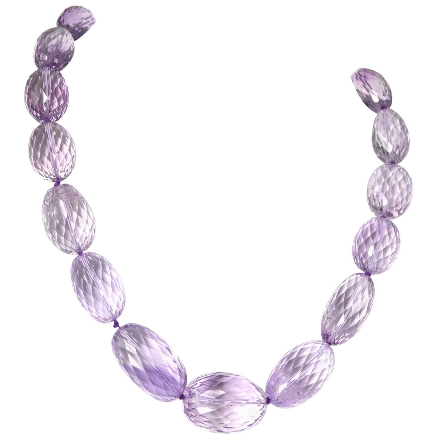 Decadent Jewels Exceptional Large Faceted Amethyst Gold Necklace