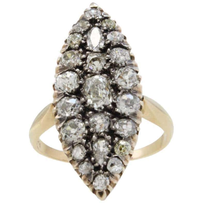 Retro Rose Gold Diamonds Ring For Sale at 1stDibs