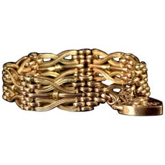 Antique Victorian Gold Gate Bracelet Fancy Link, circa 1900