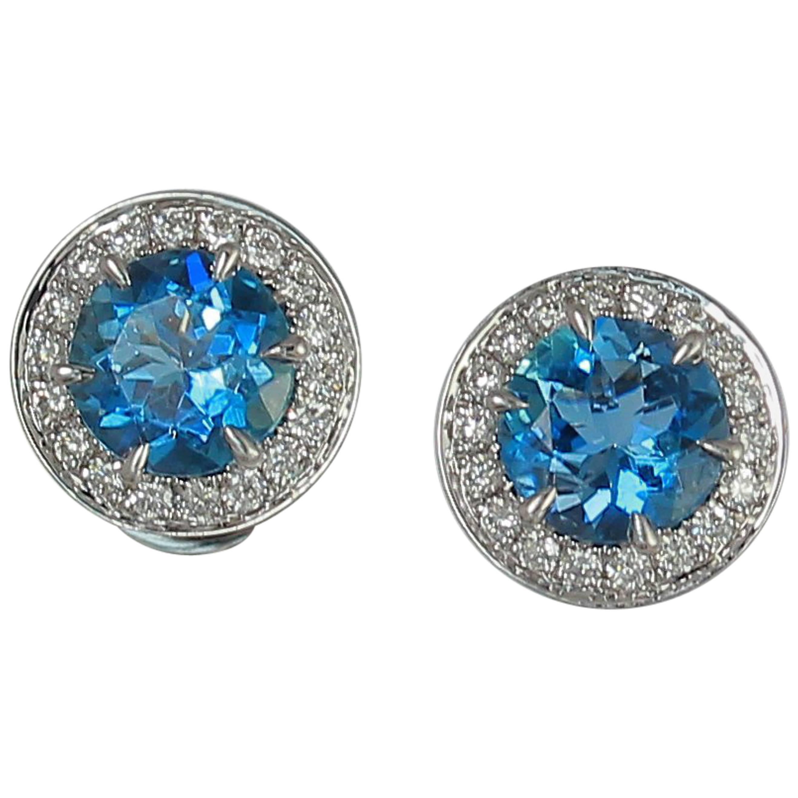 Frederic Sage 1.05 Carat Round Aquamarine Diamond Studs