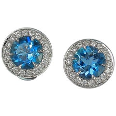 Frederic Sage 1.05 Carat Round Aquamarine Diamond Studs