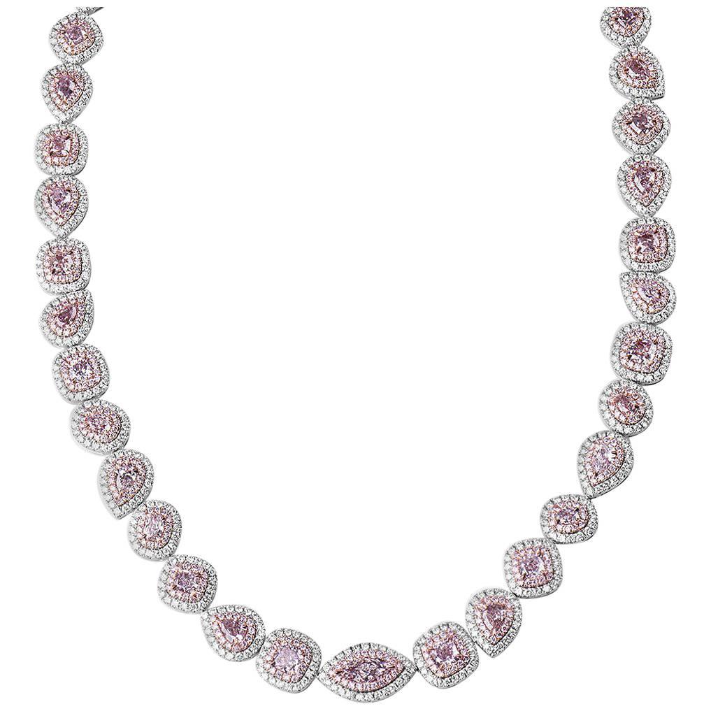 White Gold Fancy Pink Diamond Necklace