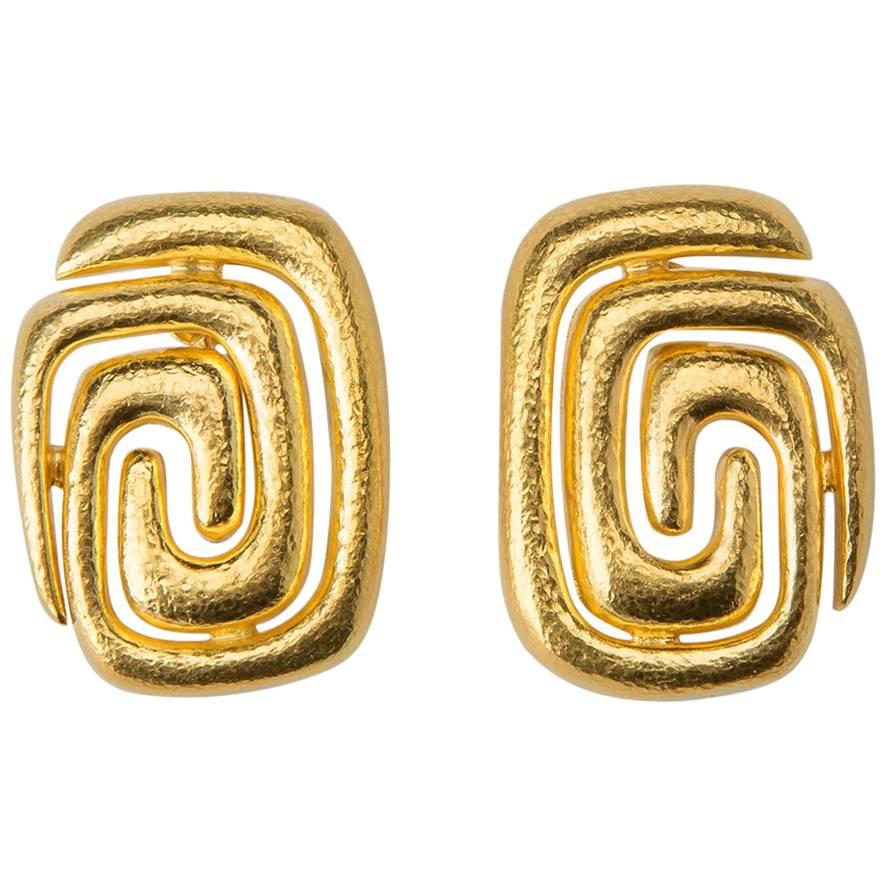 Ilias Lalaounis Geometric Gold Earrings