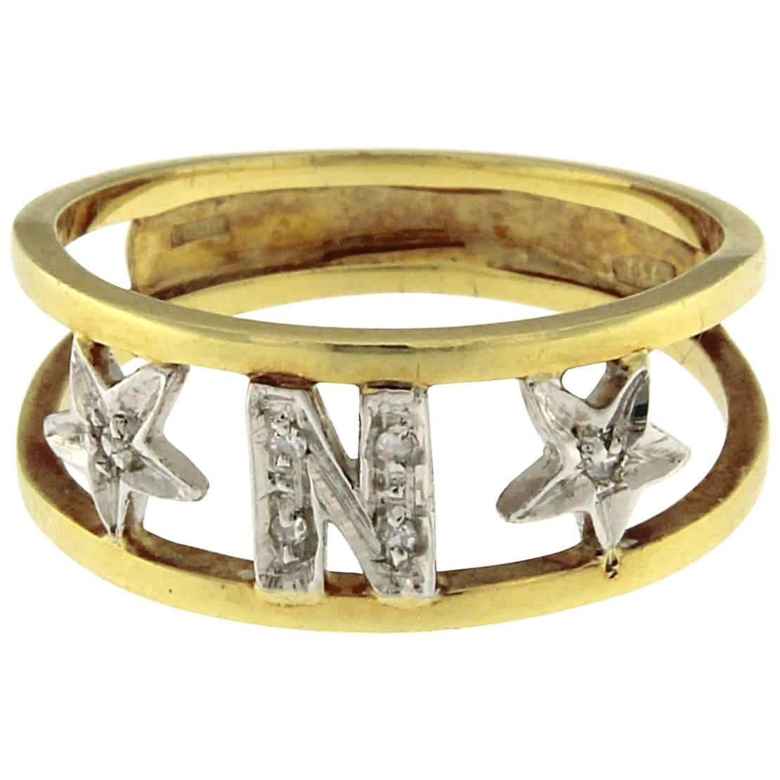 Ring with Letter N and Stars