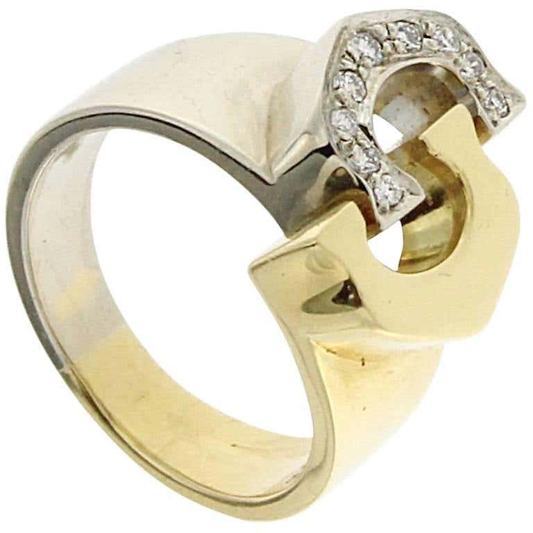 Revolving Ring in Two Colors Gold 18 Karat For Sale at 1stDibs
