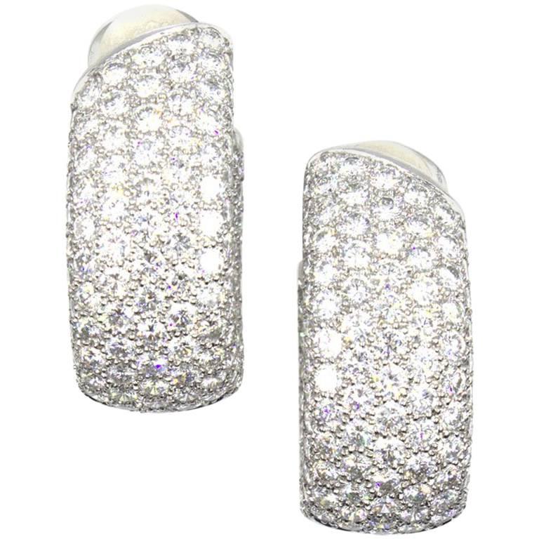 Cartier 16 Carat Diamond In and Out Wide Hoop Clip Earrings