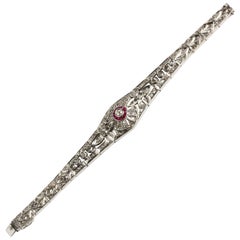 Diamond and Ruby Silver Bracelet, Italy, Late 19th Century