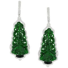Green Jade Diamond Drop Earring
