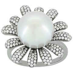 Pearl Diamond Flower Ring