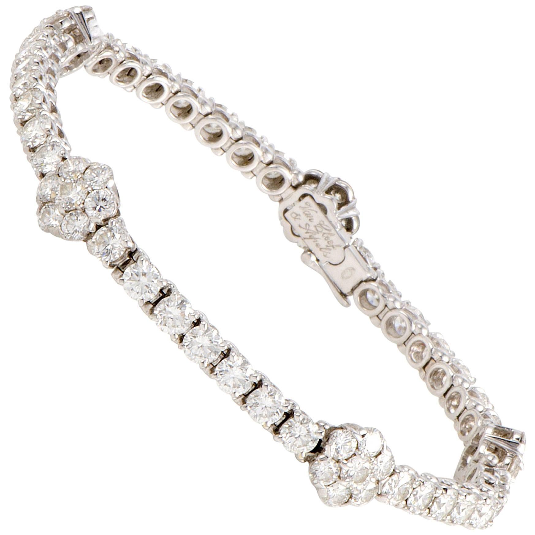 Van Cleef & Arpels Fleurette Full Diamond Pave White Gold Bracelet