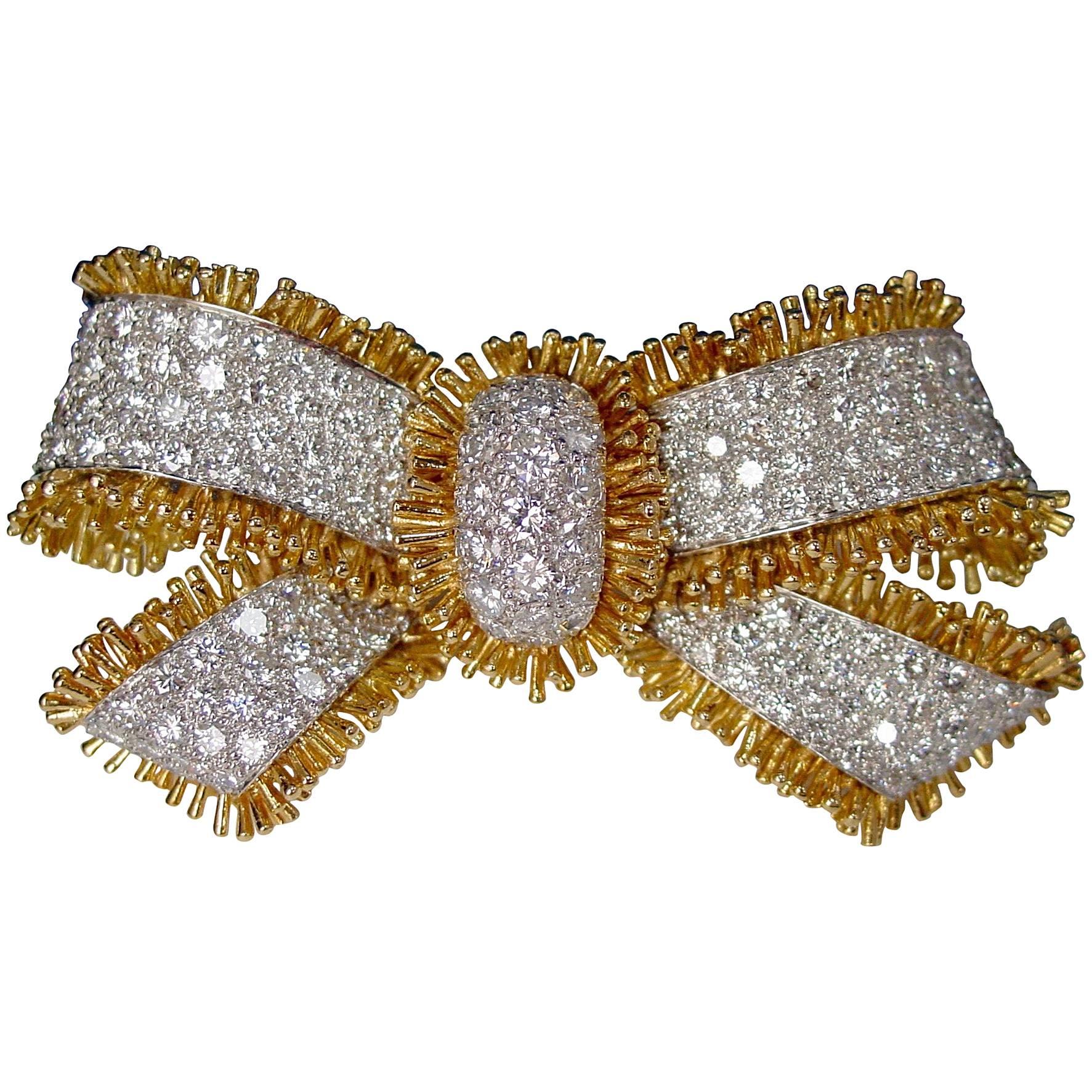 David Webb Diamond Bow Brooch For Sale