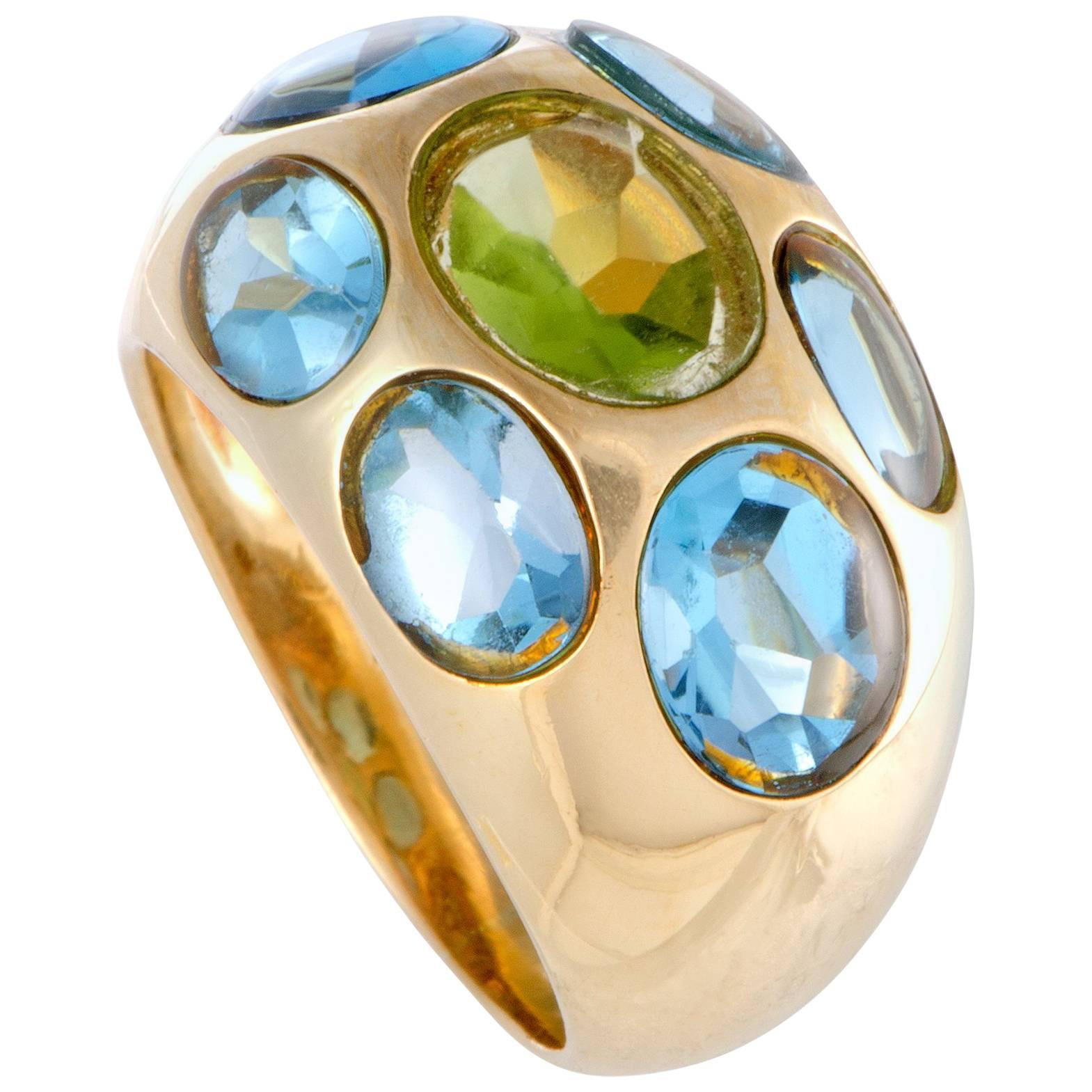 Topaz and Citrine Yellow Gold Bombe Ring