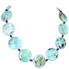 Decadent Jewels African Blue Opal Lapis Lazuli Silver Necklace