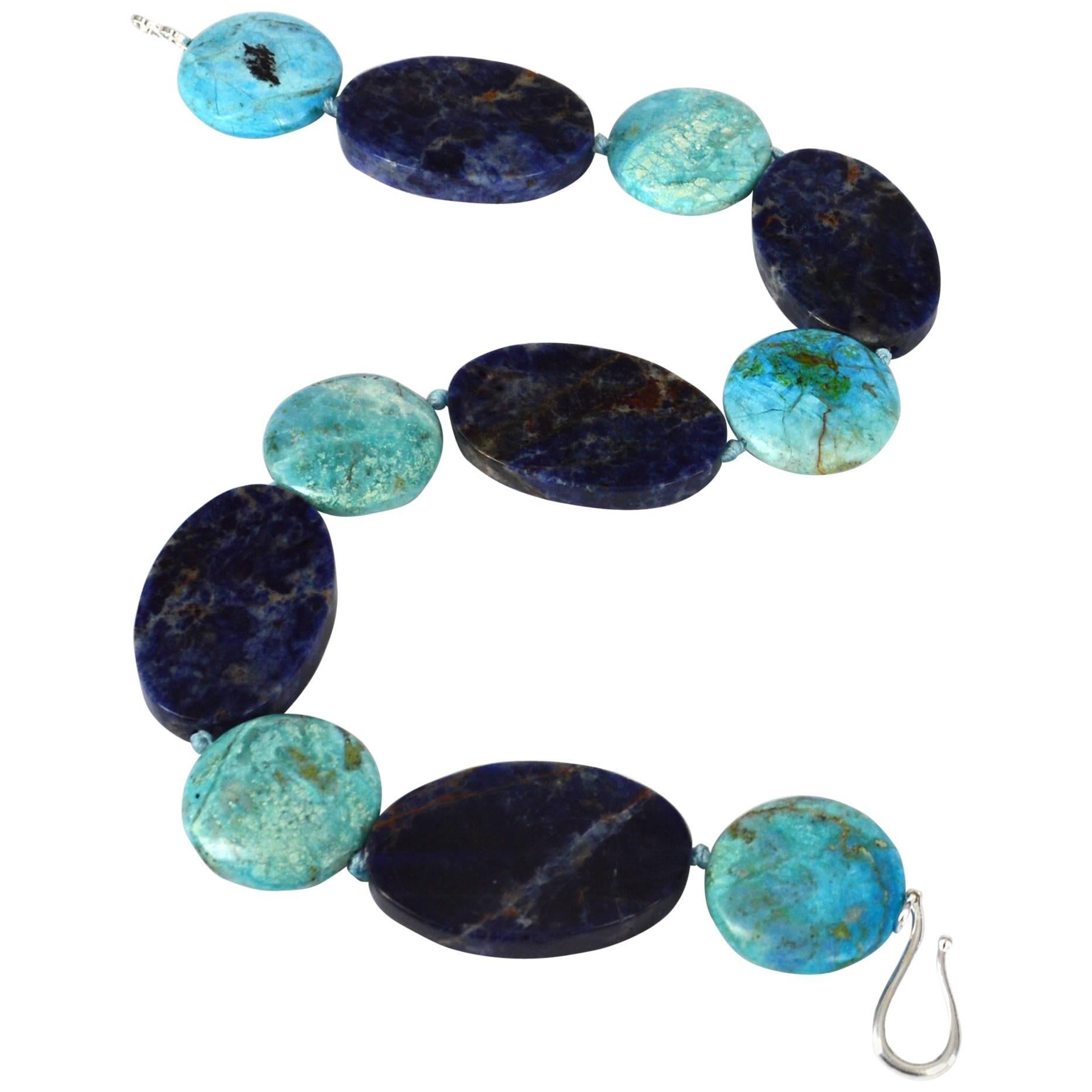 Decadent Jewels Sodalite African Blue Opal Silver Necklace