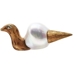 Retro Rose Gold and Baroque Pearl Pendant