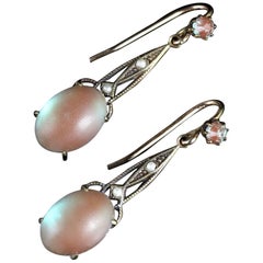 Antique Victorian Saphiret and Pearl Silver Gold Earrings, circa 1900