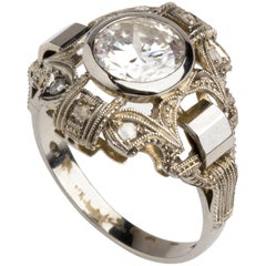 Antique Diamond White Gold Ring, 1930s-1940s
