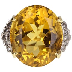 Vintage 1930s Citrine Diamond Cocktail Ring