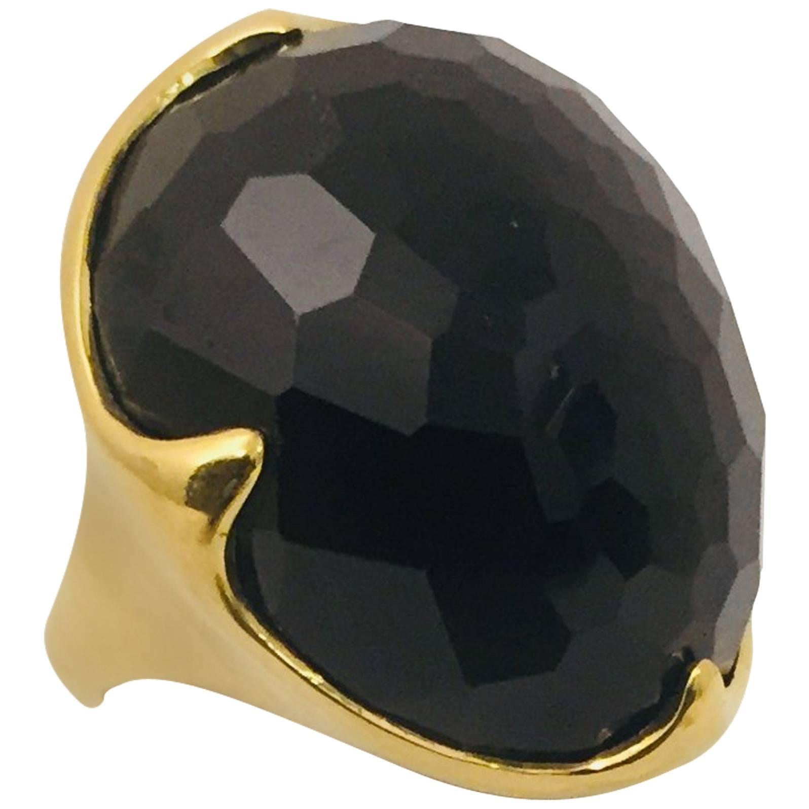 Regal Ippolita Onyx King Ring in 18 Karat Yellow Gold For Sale