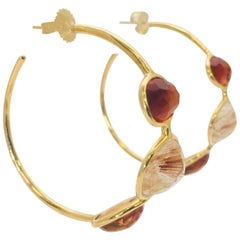 Ippolita Rock Candy Citrine and Quartz 18 Karat Yellow Gold Medium Hoop Earrings
