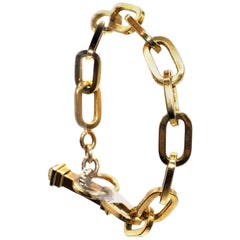 Rock Crystal Yellow Gold Toggle Bracelet