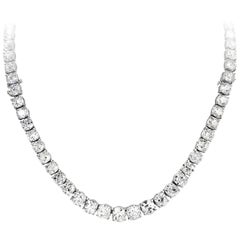 Vintage Important Old Mine Cut Diamond Riviere Necklace