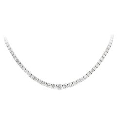 Roman Malakov 18.86 Carat Total Brilliant Round Diamond Riviere Tennis Necklace