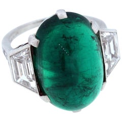 Retro Tiffany & Co. Colombian Emerald Diamond Platinum Ring