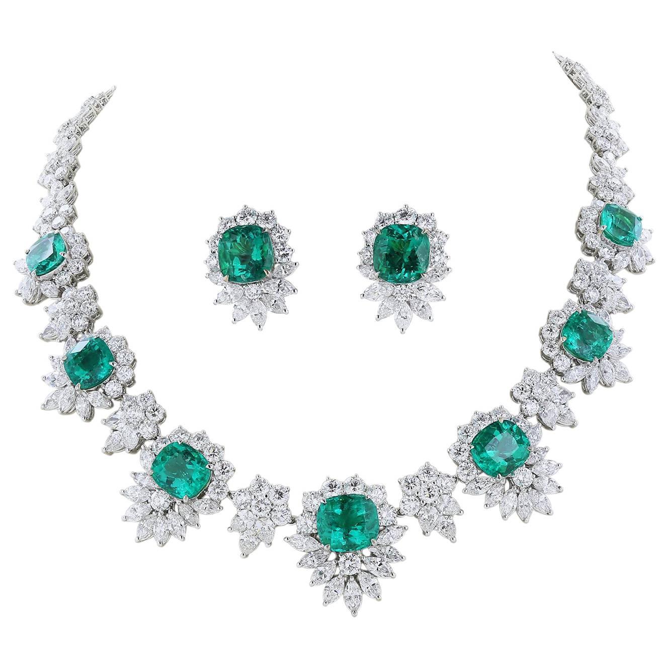 Shreve, Crump & Low GIA Certified Colombian Emerald and Diamond Suite