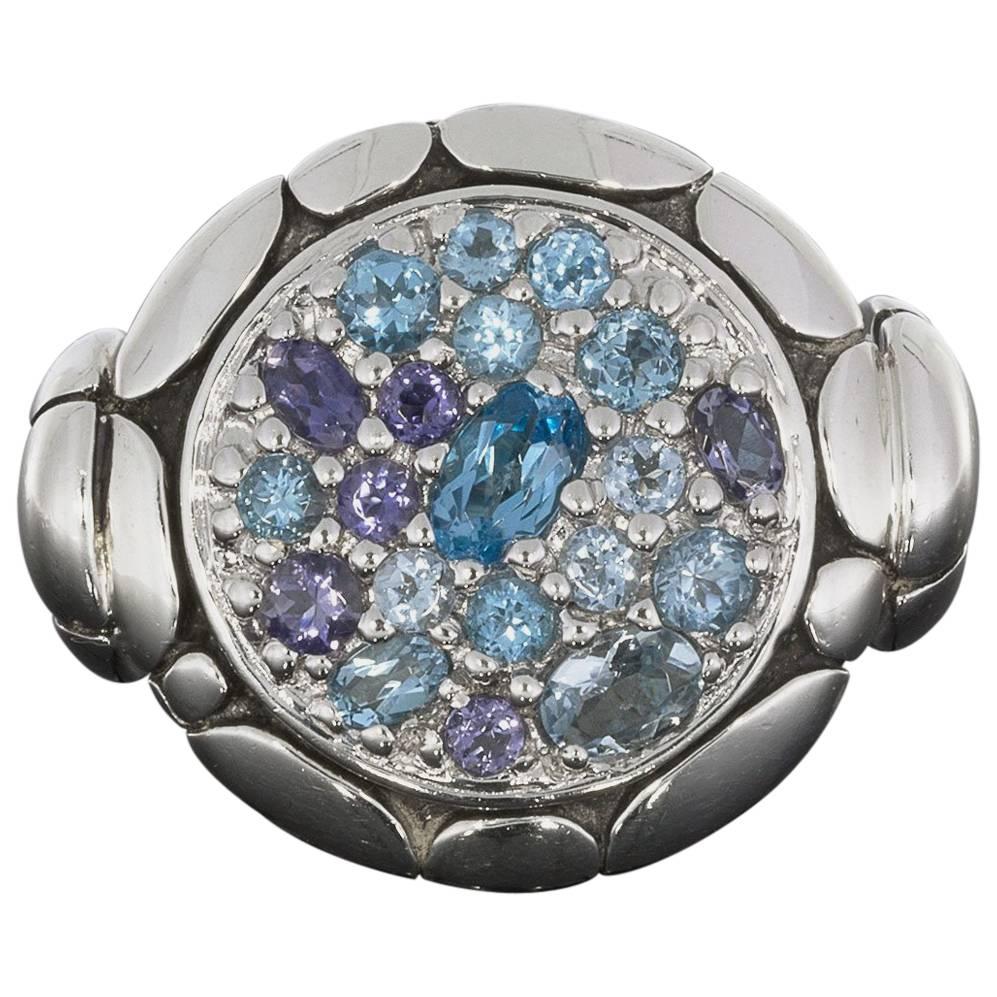 John Hardy Kali Pure Lavafire Sea Sterling Silver Ring with Blue Topaz