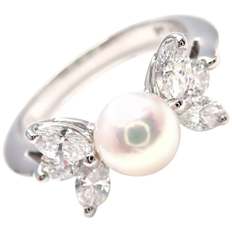 Tiffany and Co. Victoria Diamond Platinum Pearl Ring at 1stDibs pearl