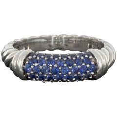 David Yurman Blue Sapphire Cable Candy Metro Sterling Silver Band Ring