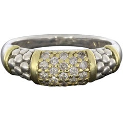 Lagos Pave Diamond Caviar Sterling Silver and 18 Karat Gold Ring